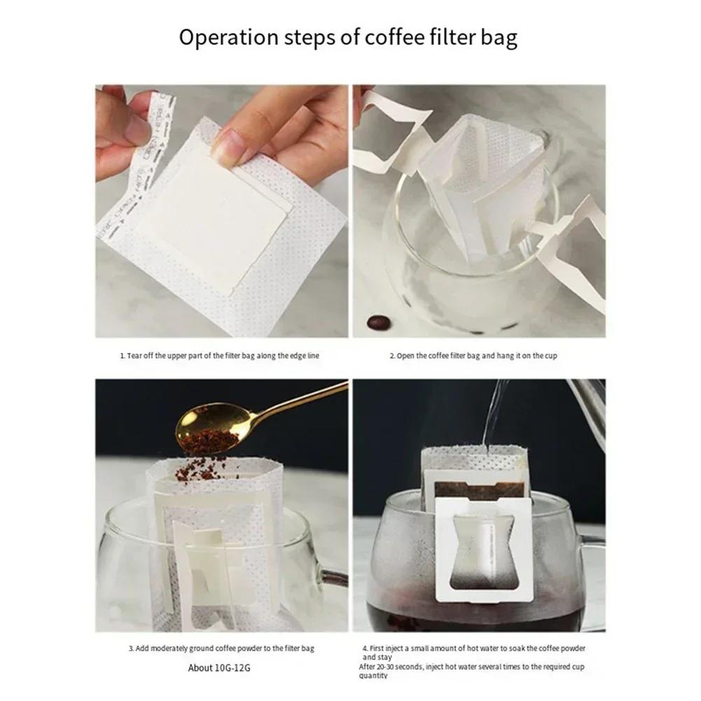 50 PC of Coffee Utensils Ear-hanging Coffee Filter Bags Hand-brewed Coffee Powder Food-grade Filter Bags Ear-hanging Coffee Bags