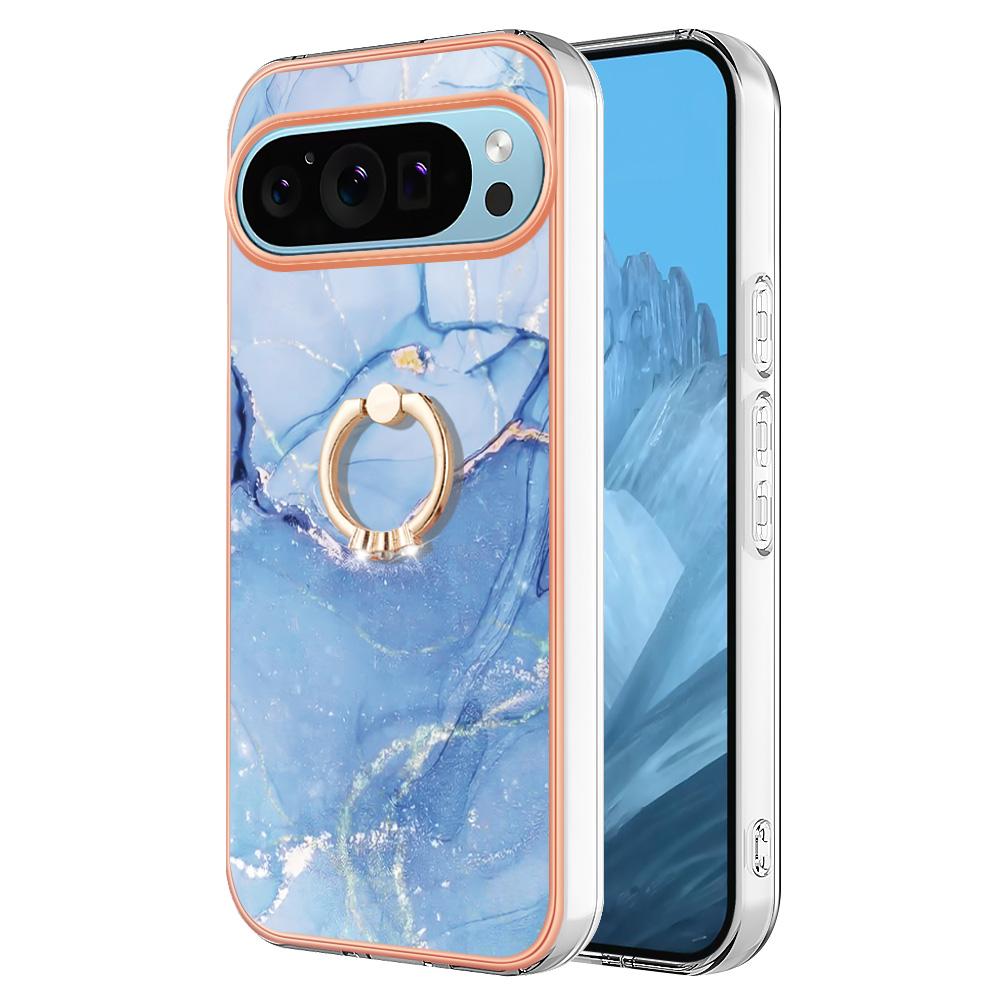 

YB IMD Series-17 Style-E For Google Pixel 9 Pro XL Cover Electroplating Kickstand TPU Back Phone Case Blue