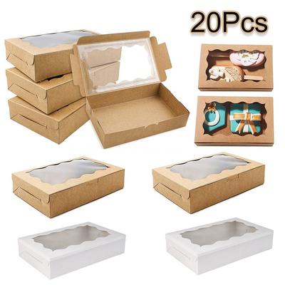10/20pcs Transparent Open Window Kraft Paper Box Gift Packaging Candy Box Desserts Box  Party Supply