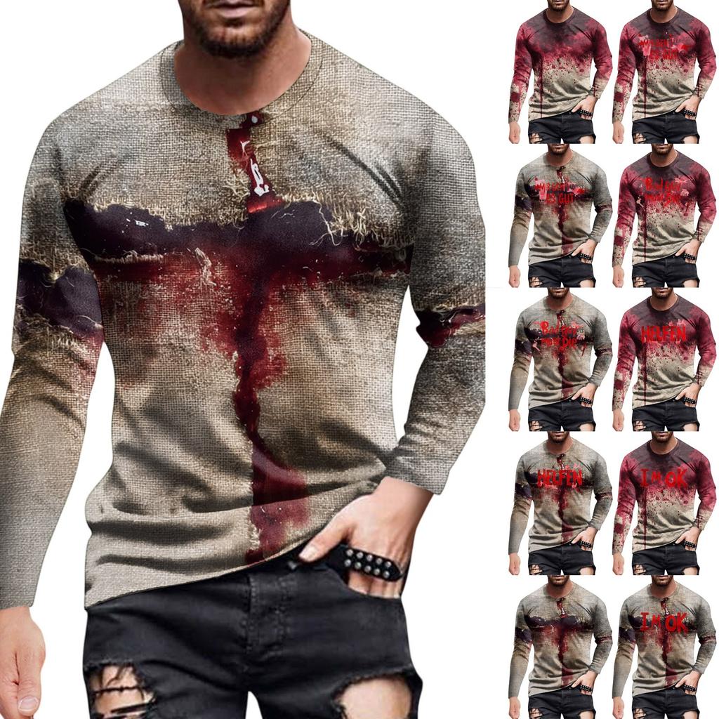 Halloween Printed Men's Long-sleeved Top T-shirt Casual Daily Wear