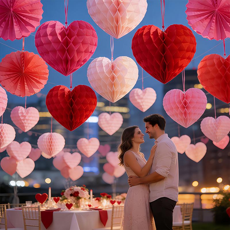 1-15 Stück Liebe Wabenball Hängende Dekoration Valentinstag Party Hängend Hochzeitsszene Layout Einkaufszentrum Hotel Wanddekor