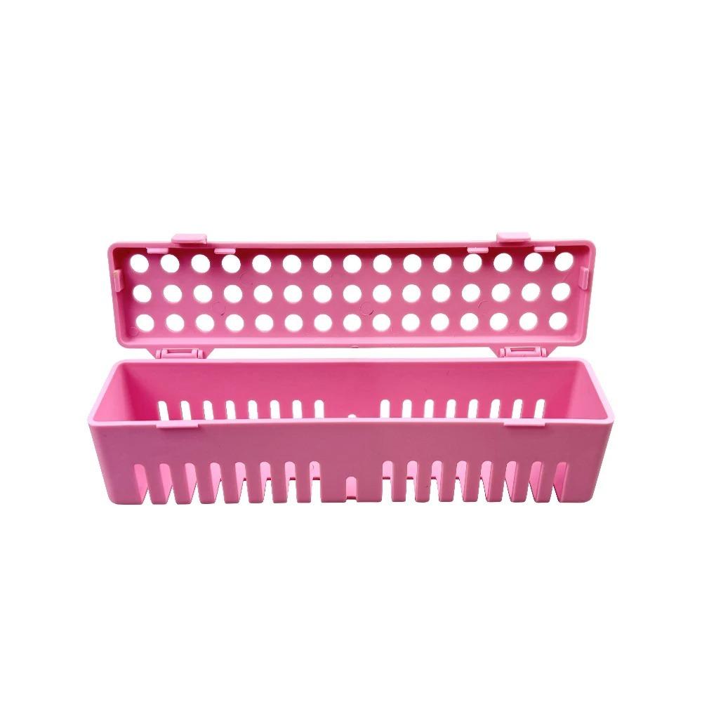 Plastic Dental Instrument Disinfection Box Perforated Design Dental Disinfection Tray  Clinic Use розовый