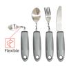 Stainless Steel Adaptive Foldable Utensil Set with Anti-Shake Rubber-Plastic Handle for Elderly Rehabilitation (Knife, Fork, Spoon)