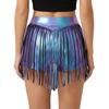S-XXL Women's Fringed Booty Shorts: High Waist Iridescent Metallic Hot Pants with Tassel for Jazz Rock Dance Performance