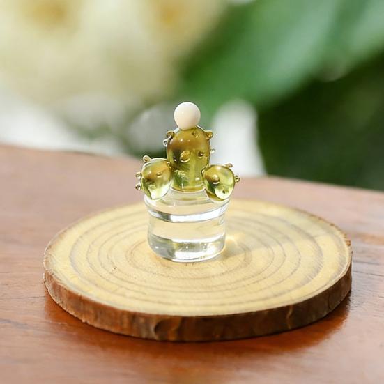 Miniatur Kaktus Figur aus Kunstkristall Handgeblasenes Glas Topfpflanze Ornament für Zuhause Büro Schreibtisch Tischplatte Auto Innenraum Armaturenbrett Dekoration