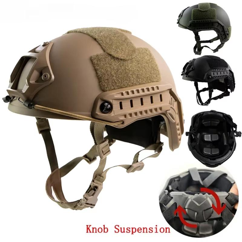 Fast Tactical Helmet Adjustable knob Thicken ABS Outdoor Air Gun Shooting CS Protective Equipment Suitable Head Size 55-60cm