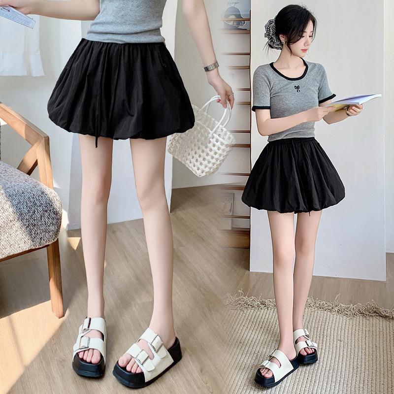 

Белая юбка-шорты бутон женская летняя юбка-бутон, юбка-зонт, юбка-фонарик с высокой талией, шорты-юбка L чёрный