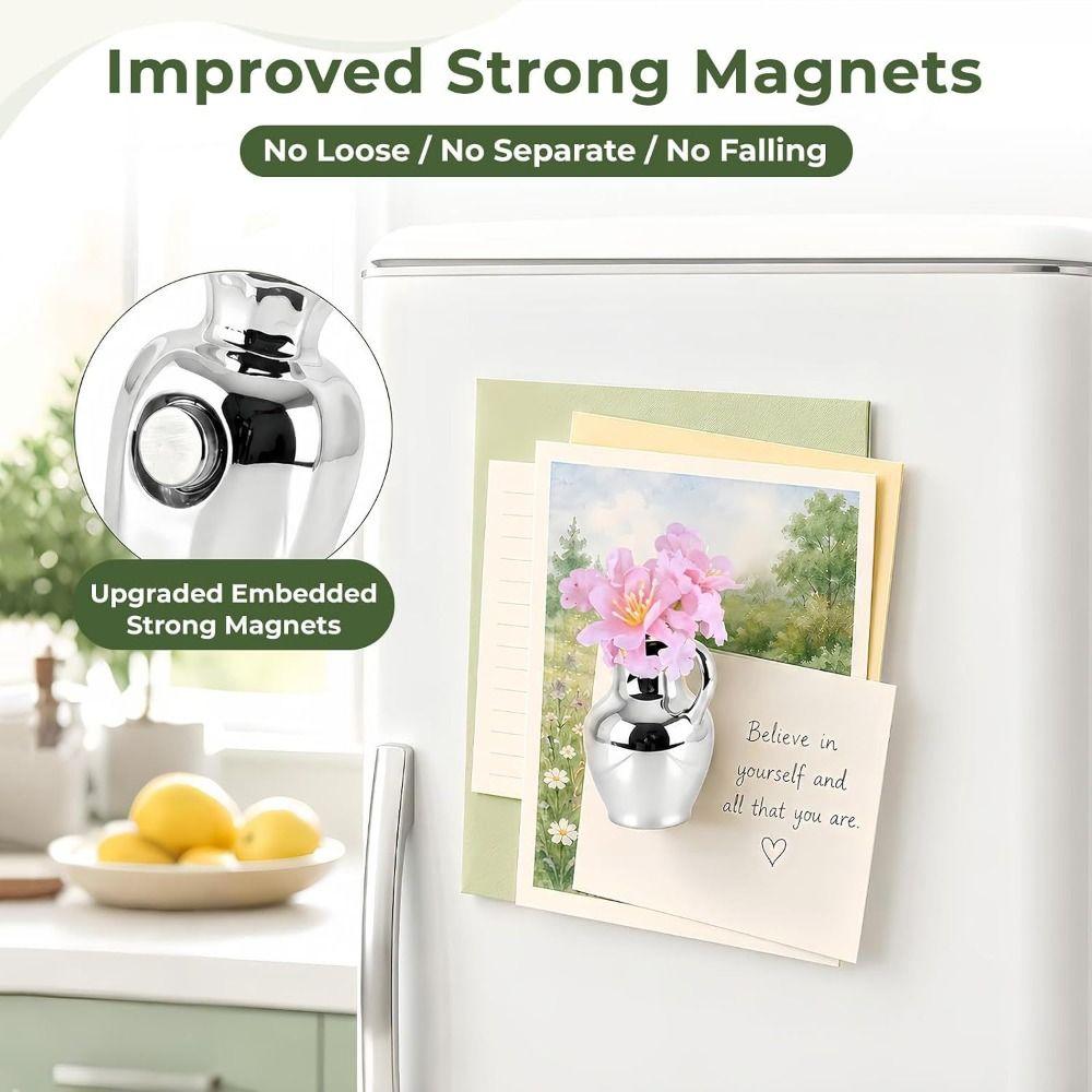 8Pcs Creative Tiny Magnetic Bud Vases 3D Refrigerator Magnets Vase Living Room