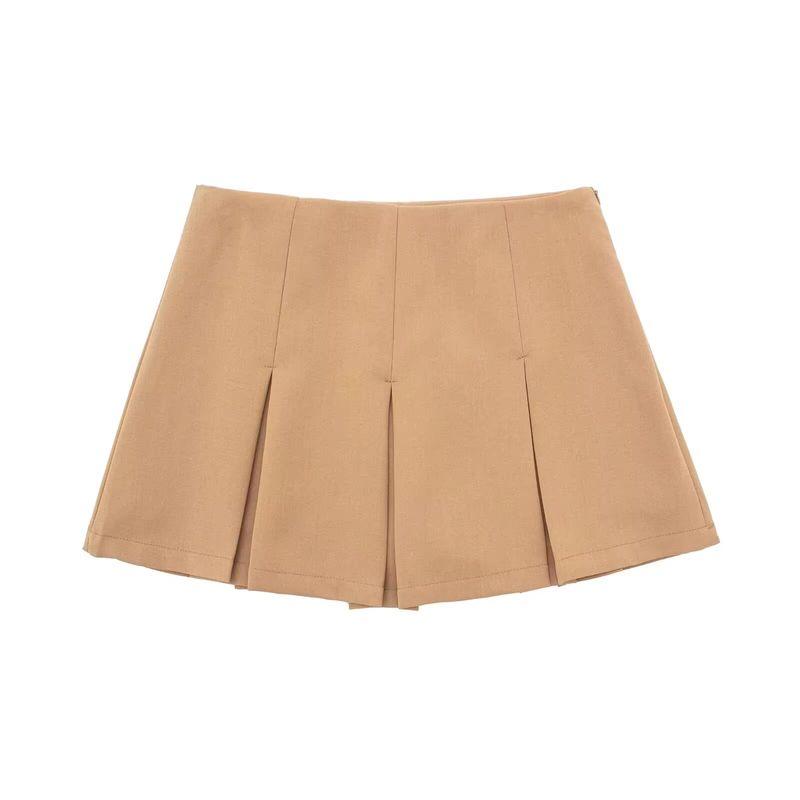 Za Spring New Arrivals Women's Clothing Zr European and American Style Fashion High Waist Slimming Wide Pleated Skirt Mini Skirt 7385524