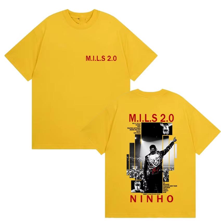 Rapper Ninho Mils 20 Album 2026 Merch T-Shirt Unisex Gothic Hip Hop Kleidung T-Shirts Retro-Stil Kurzarm-T-Shirts Unisex