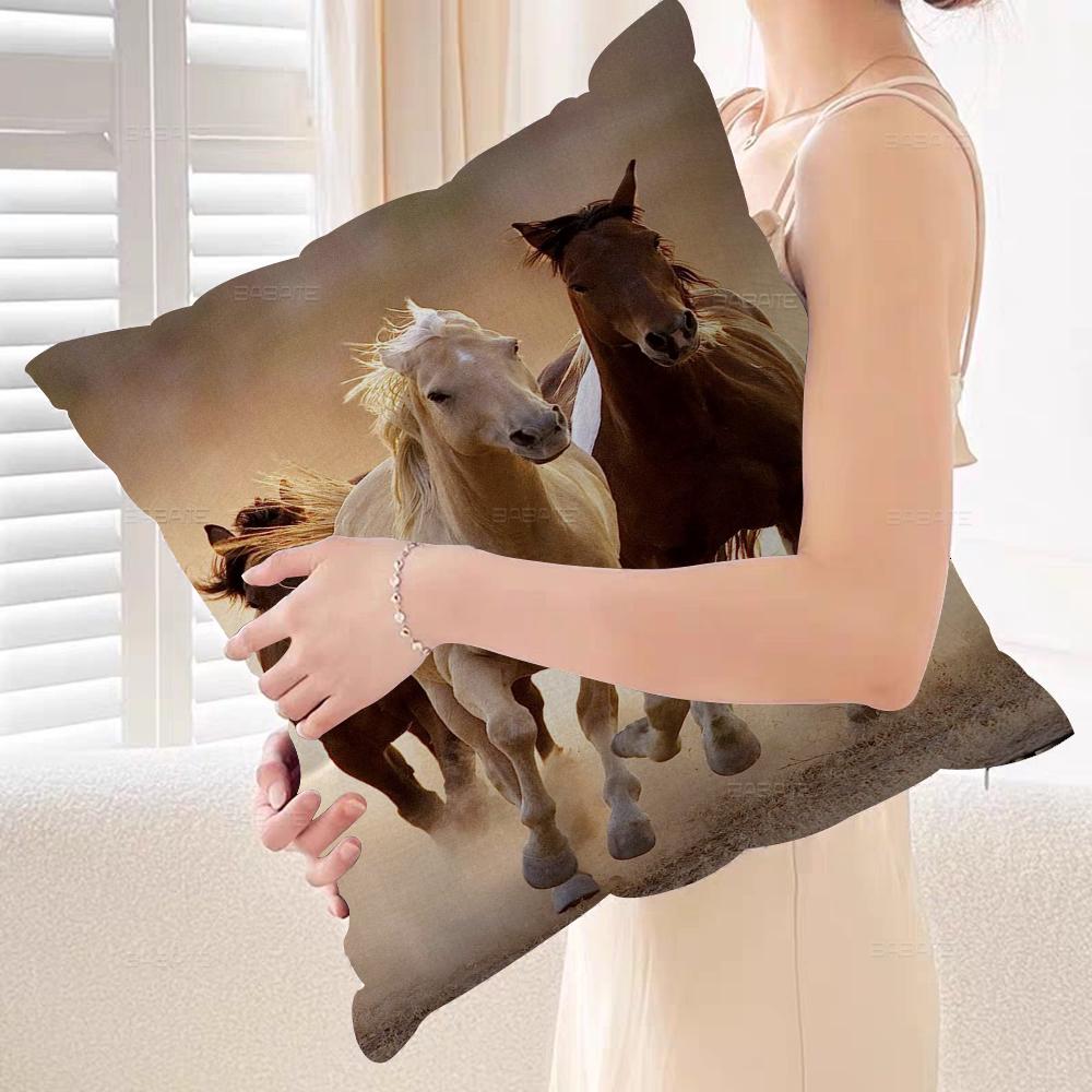 Beautiful Horse Personalized Picture Text Home Decorative Pillows Household Gifts 45x45cm