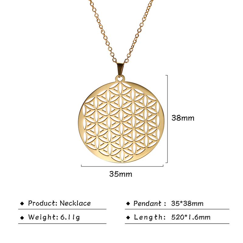 Flower of Life Sacred Geometry Necklace Stainless Steel Mandala Neck Chain Women Men Viking Vintage Universal Spiritual Jewelry