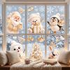 Static Cling Stickers 6Pcs Christmas Window Clings, Xmas Reusable Double Sided Snowman Non Adhesive Glass Snowflake Clings for Decorations Home Decor