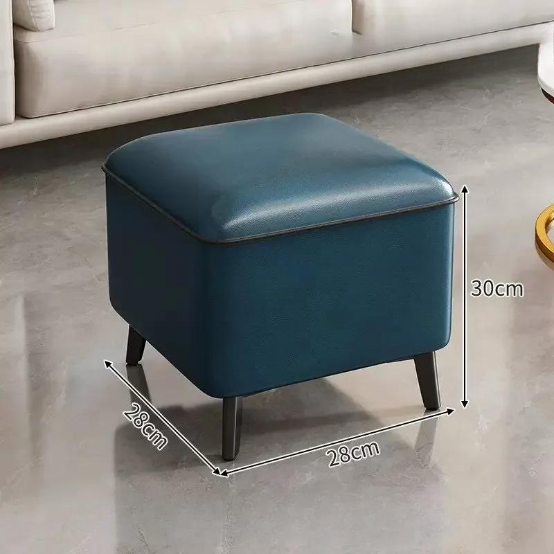 Stolička Domácí lehká luxusní nízká stolička Dveřní boty Převlékací stolička Čtvercová stolička Obývací pokoj Pohovka Boční lavice Kožené taburetky Pouf