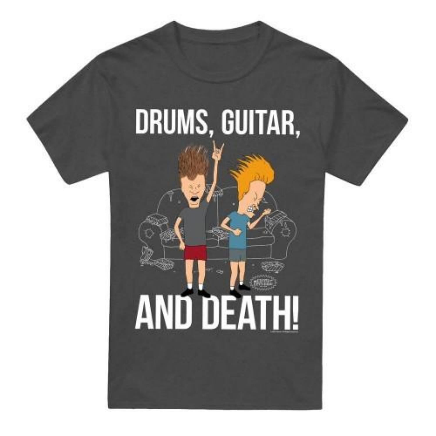 

Унисекс футболка для взрослых Beavis & Butthead Барабаны Гитара и Смерть S чёрный
