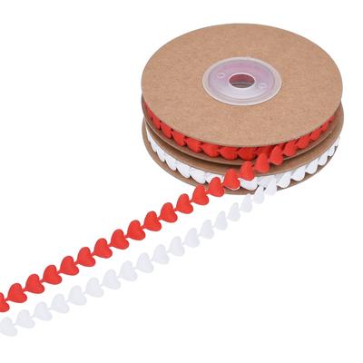 8mm/5m Roll Classic Wave Love Ribbon Bouquet Strap, Bouquet Decorative Ribbon Peach Heart Ribbon Small Roll Set