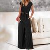 2026 Summer V-neck Lace-up Cropped Wide-leg Pants Set for Women