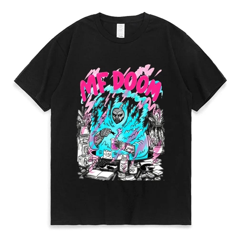 Male Loose Hip Hop T Shirt Singer Mf Doom Madlib Madvillain Double Sided Graphic Summer Tops Cotton Tee Clothing Men Women