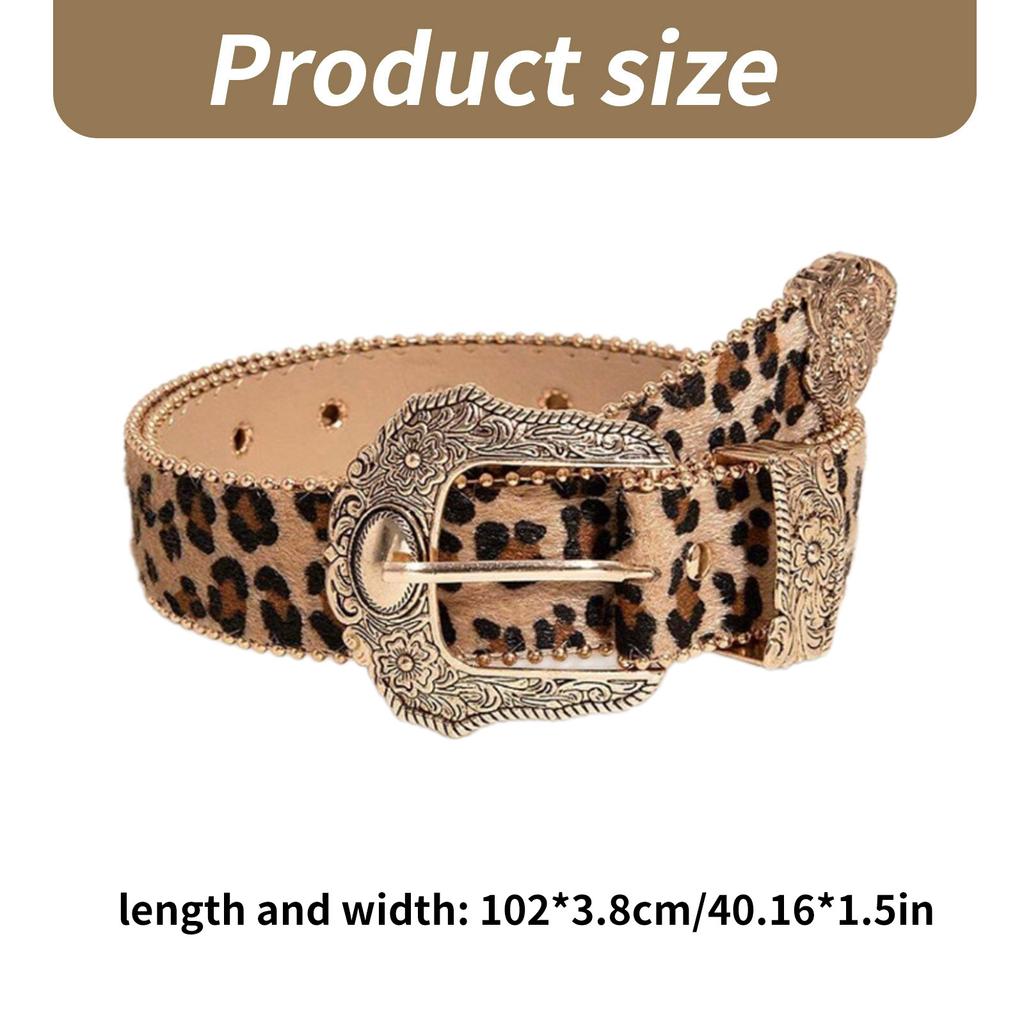 Taillengürtel Leopardenmuster Kette für Cowboy Cowgirl Geschnallte Blumenschnalle Retro Blumenschnalle Taillenkette Sexy Gürtel