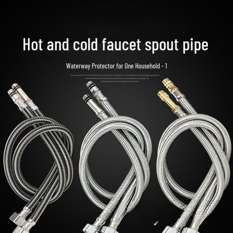 TLXT 60cm Stainless Steel Braided Faucet Supply Hoses, 2-Pack
