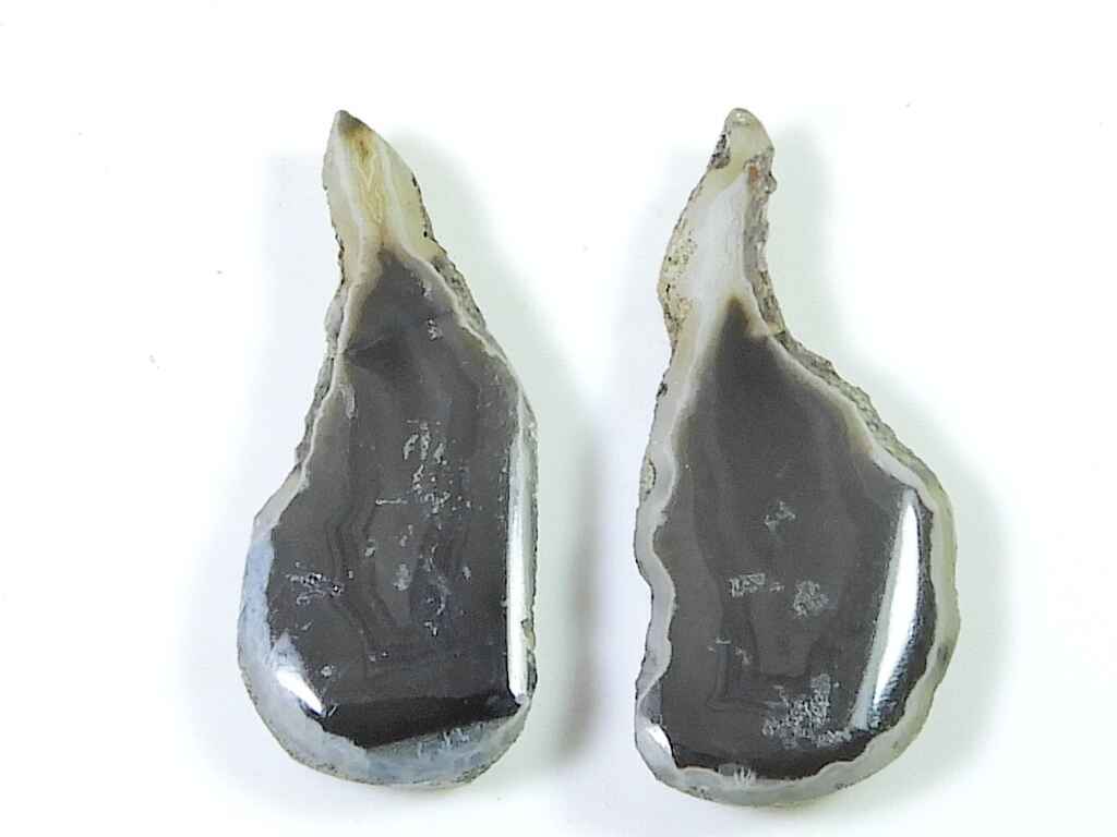 21Cts Black Slice Dyed Druzy Agate Matched Pair Fancy Loose Gemstone 12X28MM SK-2213