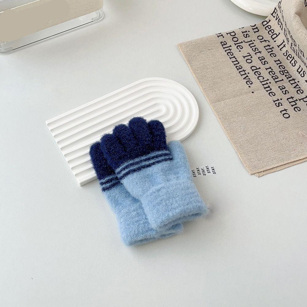 

Утолщенные детские перчатки, ветрозащитные варежки с закрытыми пальцами, новые вязаные термоперчатки