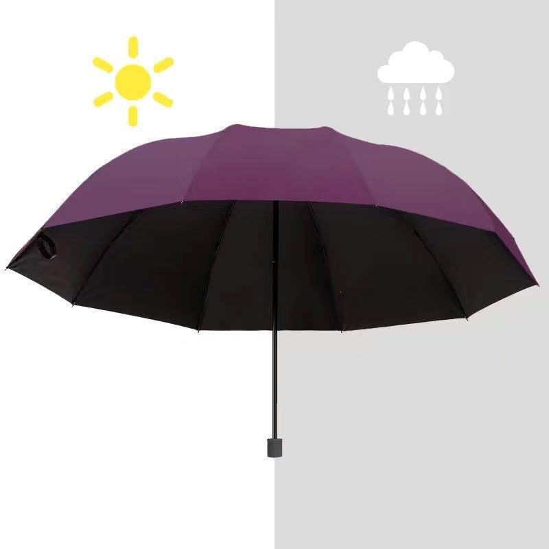 Parapluie pliant manuel polyvalent à 12 baleines pour hommes et femmes, renforcé, résistant à la pluie, protection solaire
