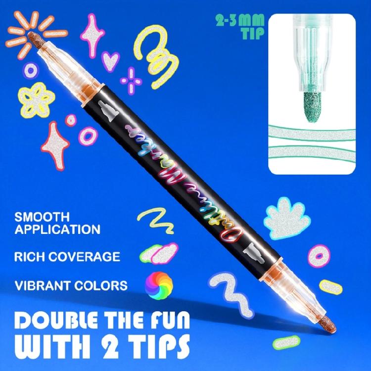 Outline Pen Set, 12Pcs Metallic Outline Marker Pens Gifts Card Writing Double Line Outline Pens Metallic Paint Markers