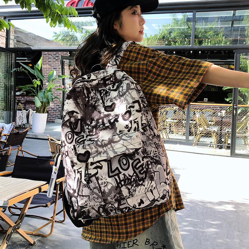 Graffiti-Rucksack mit großer Kapazität für Herren, Rucksack mit Damendruck, Schüler-Schultasche