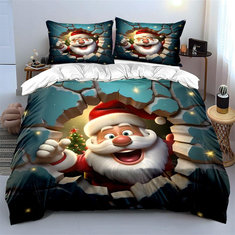 "Christmas Santa Set for Decor" kid's and adults' bedroom decor, Exquisite three-piece bedding set gift