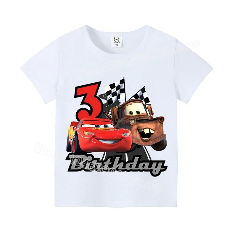 Summer Casual Cartoon Lightning McQueen Short Sleeve Tshirt Kawaii Anime Comfortable Fashion Clothes for Children Boys Girls