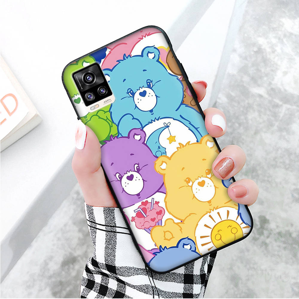 Black Case for Xiaomi Redmi 13C Note 9 iPhone XR 7 8 14 15 11 12 13 X XS Pro Max Samsung A25 S23 S24 FE Ultra Plus Care Bears