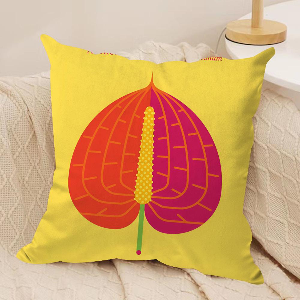 Flower Art Simple Cushion Cover Silky Short Plush DoubleSided Printed Pillow Case for Sofa All Seasons Home Decor Gift