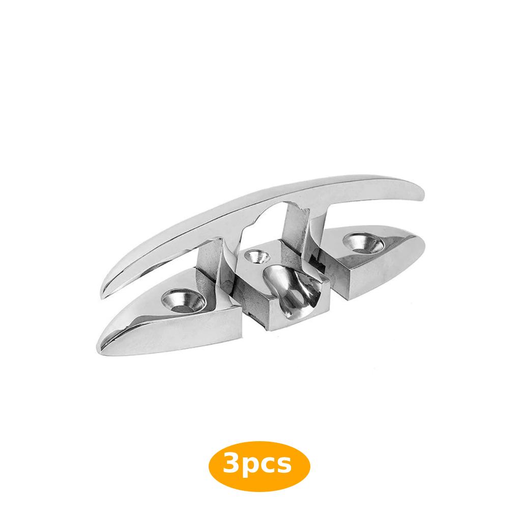 Boat Deck Folding Cleat Portable 5-inch Removable Pre-drilled Mirror Polished Glossy Canoe Mooring Cleats Parts