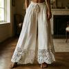 Women Pants Drawstring Adjustable Waistband High Waist Summer Pants Pure Color Loose Fit