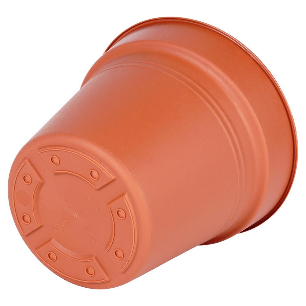 3x Brown Plastic Garden Pot for Plants, Flowers, Herbs 17x15.5 cm