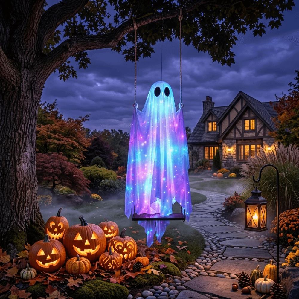 Light-Weight Hanging Hanging Ghost Ornaments Ghost Swing Set Tree Decoration