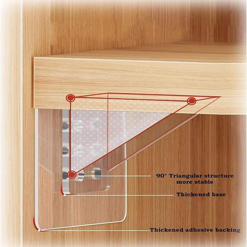 10PCS Triangular Bracket Wardrobe Partition Bracket No Drilling No Marking Adhesive Layered Bracket Holder Strong Adhesive