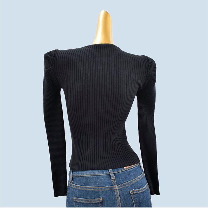 French Style V-neck Cross Western Style Knit Women Spring and Autumn New Slim Fit Slimming Inner Wear Base Sweater Long Sleeve Top