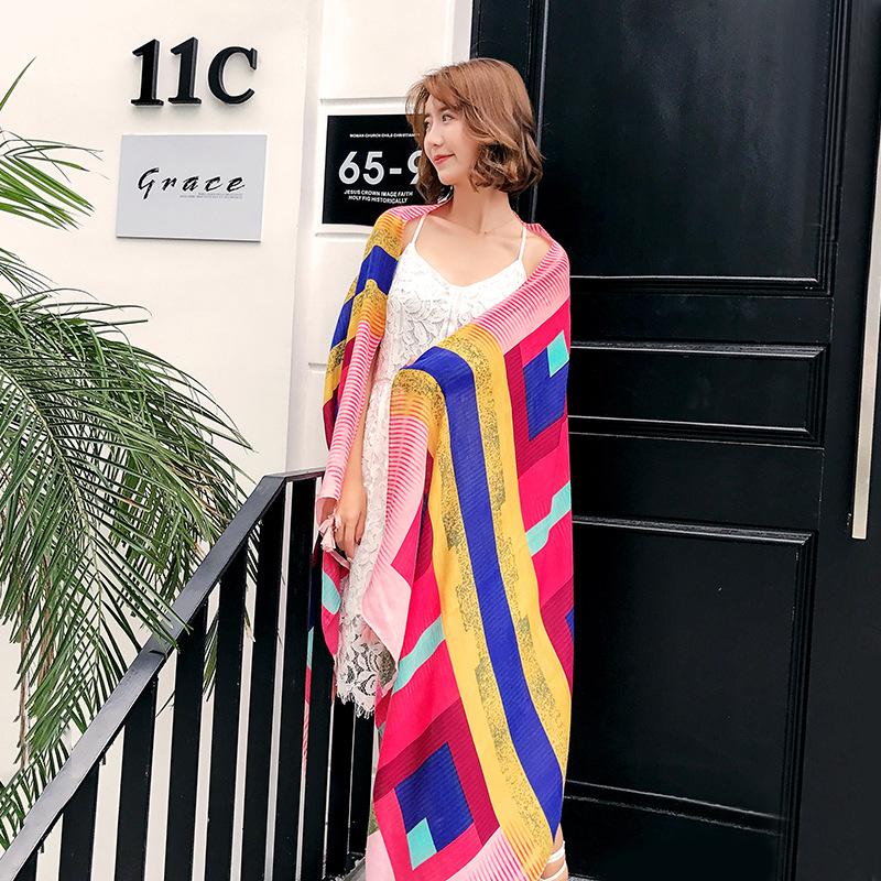 Caimengge summer cotton and linen red ethnic style tourism seaside vacation sun protection scarf shawl silk scarf beach towel women 180*100cm