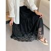 DIMANAF 2025 Summer Women New Skirts Vintage Elastic Pleated White Elegant  Skirts Lace High Waist
