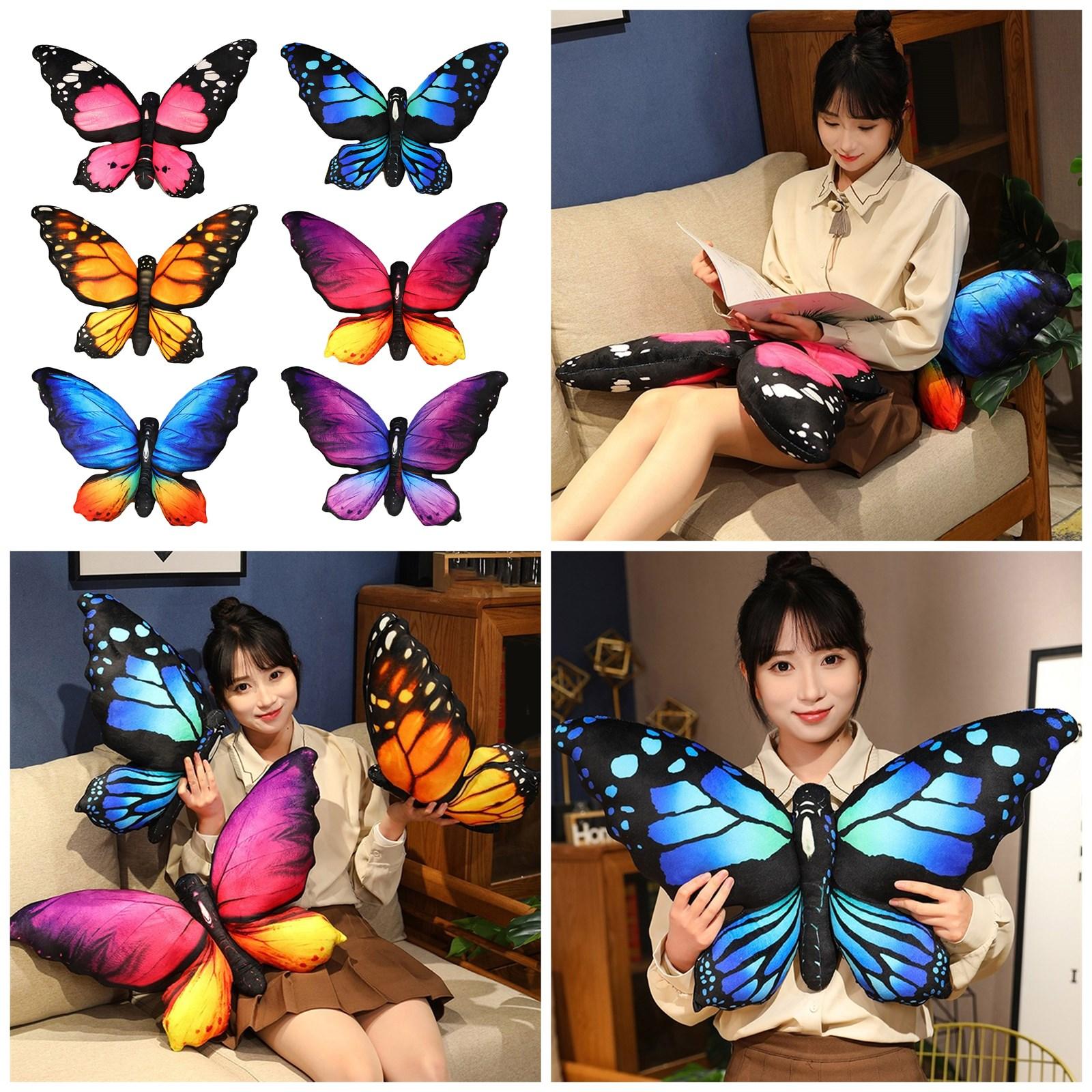 Подушка-бабочка, подушка для бросания, короткие плюшевые подушки, милая игрушка для девочки для спальни, дивана, украшения дома, домашние подушки D