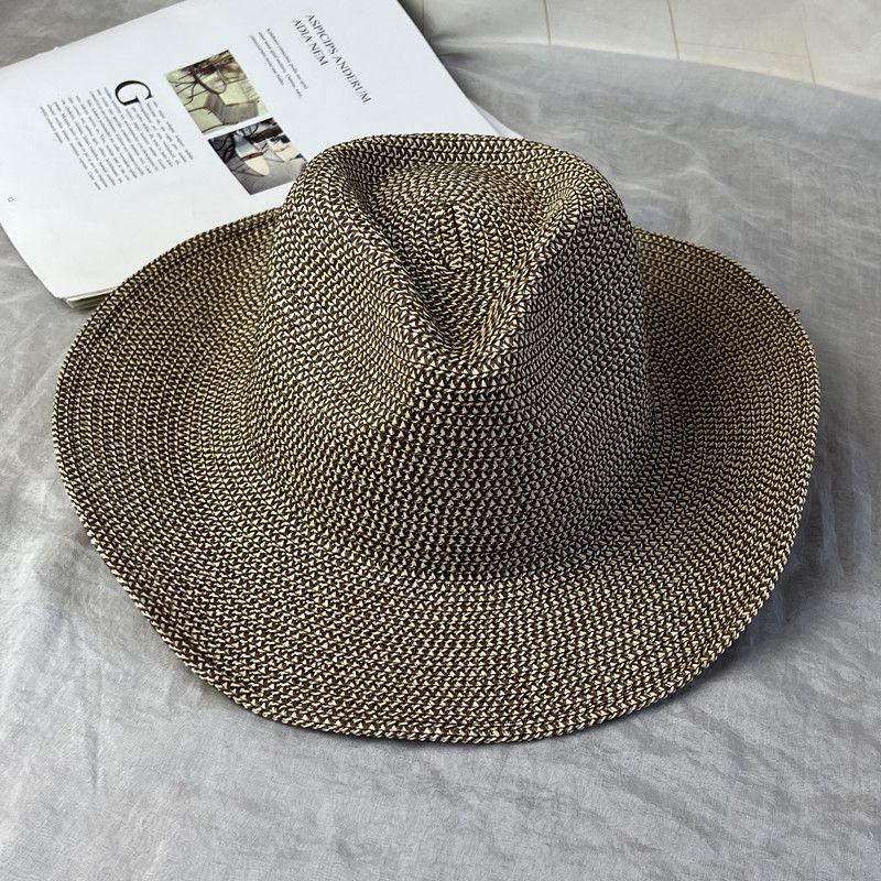 

Straw Hat Summer Fashion Youth Travel Female Sunshade Outdoor Curry color Free size 56-58cm