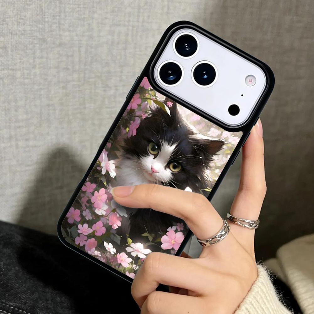 Capa Case for iPhone 17 Air 16 Pro Max 15 Plus 11 13 Mini 14 12 Back Phone Cover Cool Animal Cat