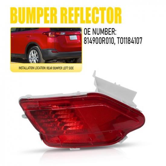 For 2013-15 Toyota RAV4 Rear Reflector Bumper Driver Lamp Side Case Red Lens