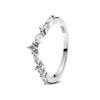 Original 925 Sterling Copper Ring Wishbone Love Heart Crystal Rose Gold Rings For Women Wedding Engagement Birthday Gift Zircon