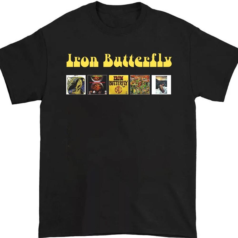 Rare Iron Butterfly Men Black All Size 9D142 Unisex T-Shirt