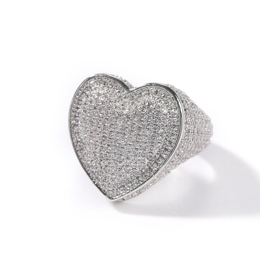 

Street hipster personality ring copper inlaid 3A zircon big love ring Internet celebrity ins tide brand no. 10 срібний