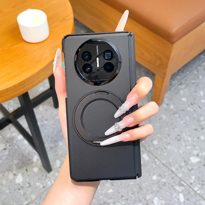 For Huawei Mate X3 X5 5G Case Skin-Friendly Luxury Matte Leather Magnetic 360 Rotating Holder Shockproof Back Cover Accessories