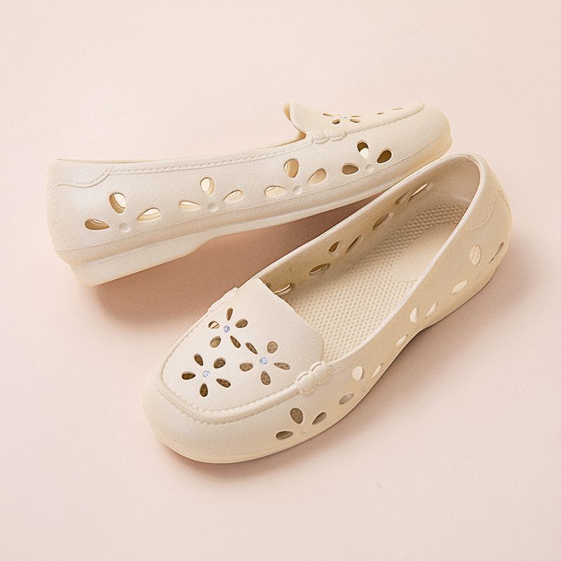 Breathable One Foot Perforated Women's Summer Toe Cap Anti Slip Single Shoe Mesh Sandals